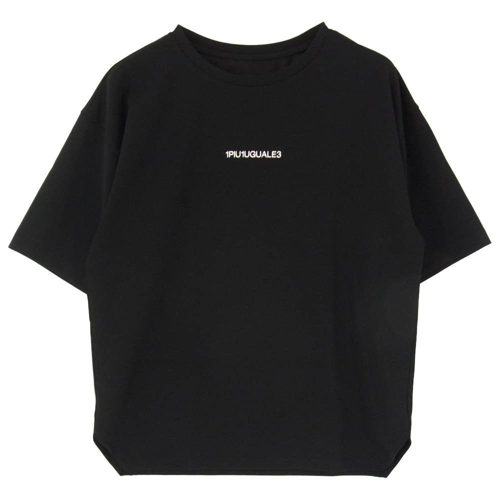 1piu1uguale3 ウノピュウノウグァーレトレ MRT360 PEU013 113 S/S CREW クルーネック ロゴ 半袖 Tシャツ ブラック系 3【美品】【中古】