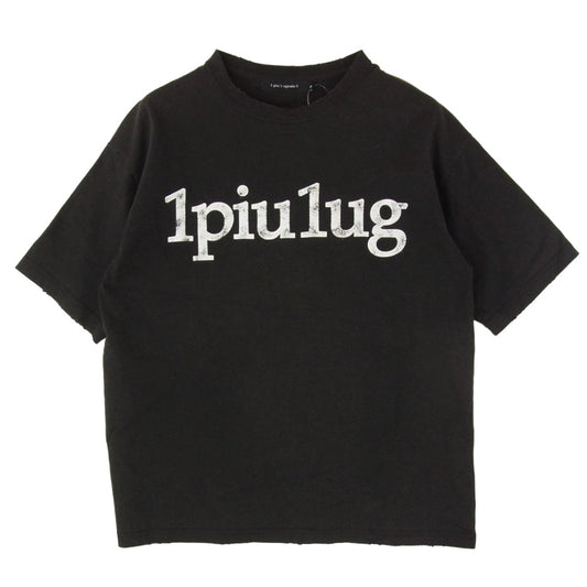 1piu1uguale3 ウノピュウノウグァーレトレ MRT366 COT423 113 S/S VINTAGE CREW ヴィンテージ クルーネック ロゴ 半袖 Tシャツ ブラック系 4【極上美品】【中古】