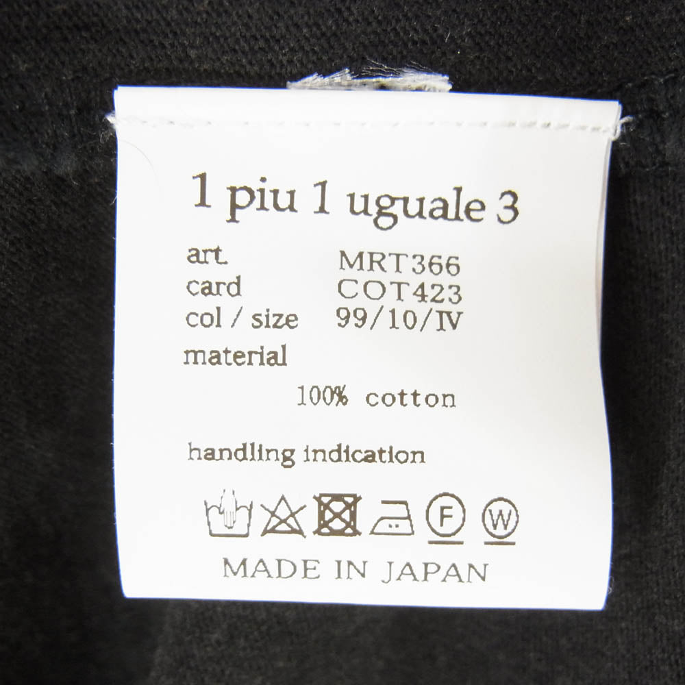 1piu1uguale3 ウノピュウノウグァーレトレ MRT366 COT423 113 S/S VINTAGE CREW ヴィンテージ クルーネック ロゴ 半袖 Tシャツ ブラック系 4【極上美品】【中古】