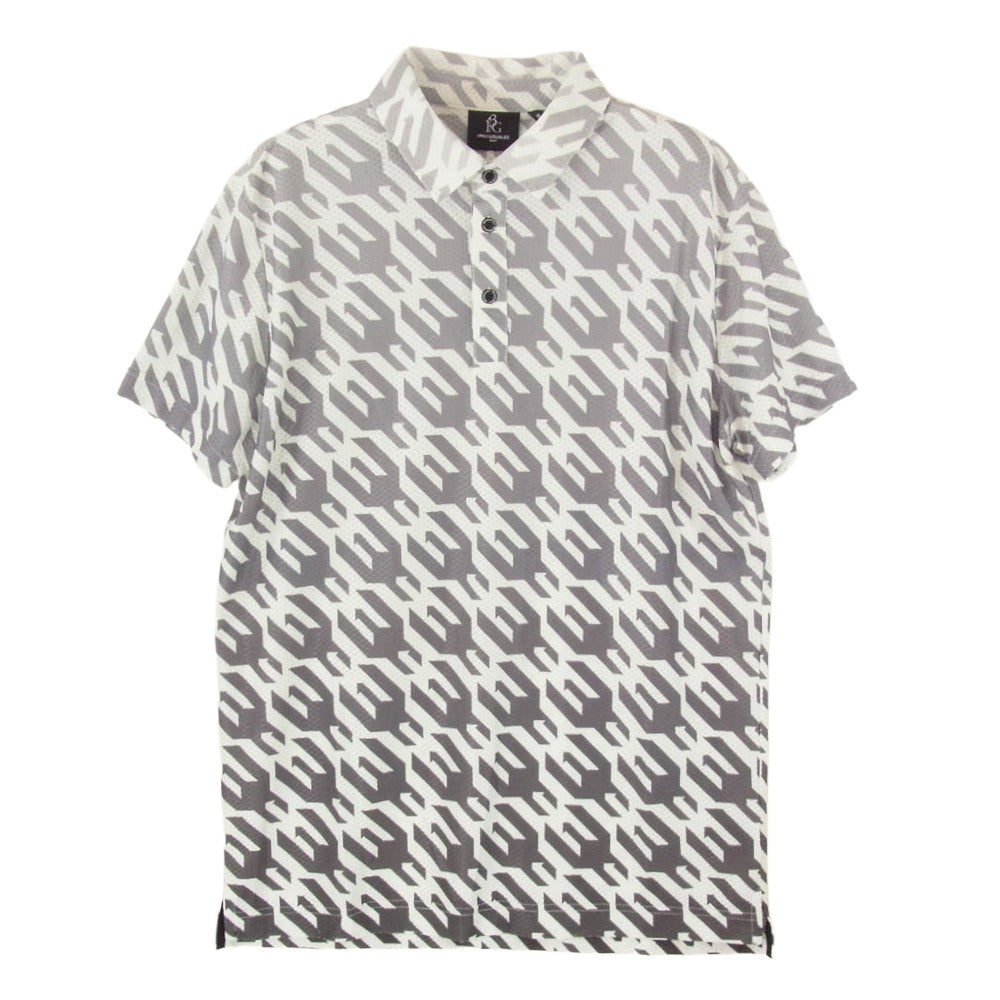 1piu1uguale3 ウノピュウノウグァーレトレ GRT119 PRY089 113 GOLF ゴルフ HOUNDTOOTH S/S POLO ハウンドトゥース 半袖 ポロシャツ グレー系 3【美品】【中古】