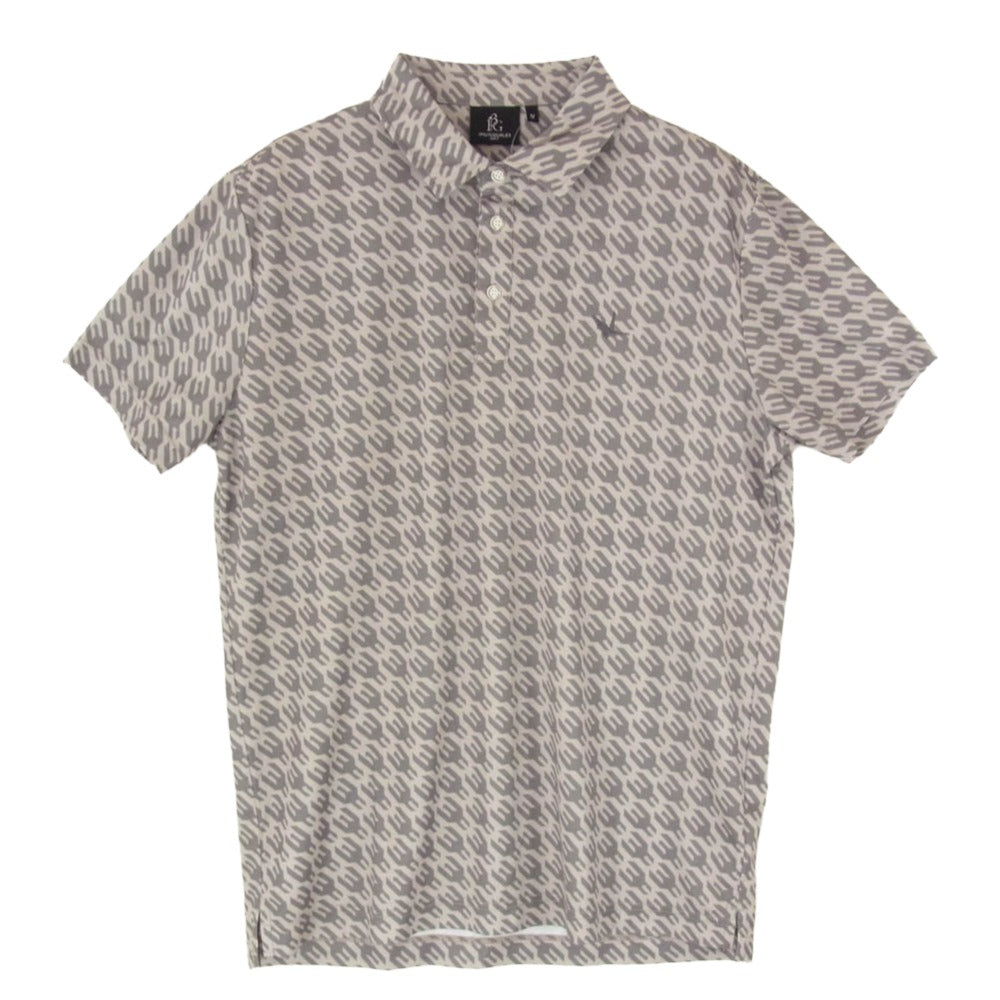 1piu1uguale3 ウノピュウノウグァーレトレ GCT001 GPE031 113 GOLF ゴルフ S/S POLO CHIDORI 千鳥柄 半袖 ポロシャツ グレー系 4【美品】【中古】