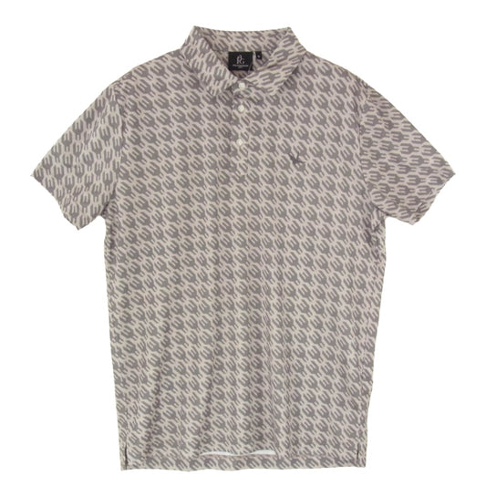 1piu1uguale3 ウノピュウノウグァーレトレ GCT001 GPE031 113 GOLF ゴルフ S/S POLO CHIDORI 千鳥柄 半袖 ポロシャツ グレー系 4【美品】【中古】