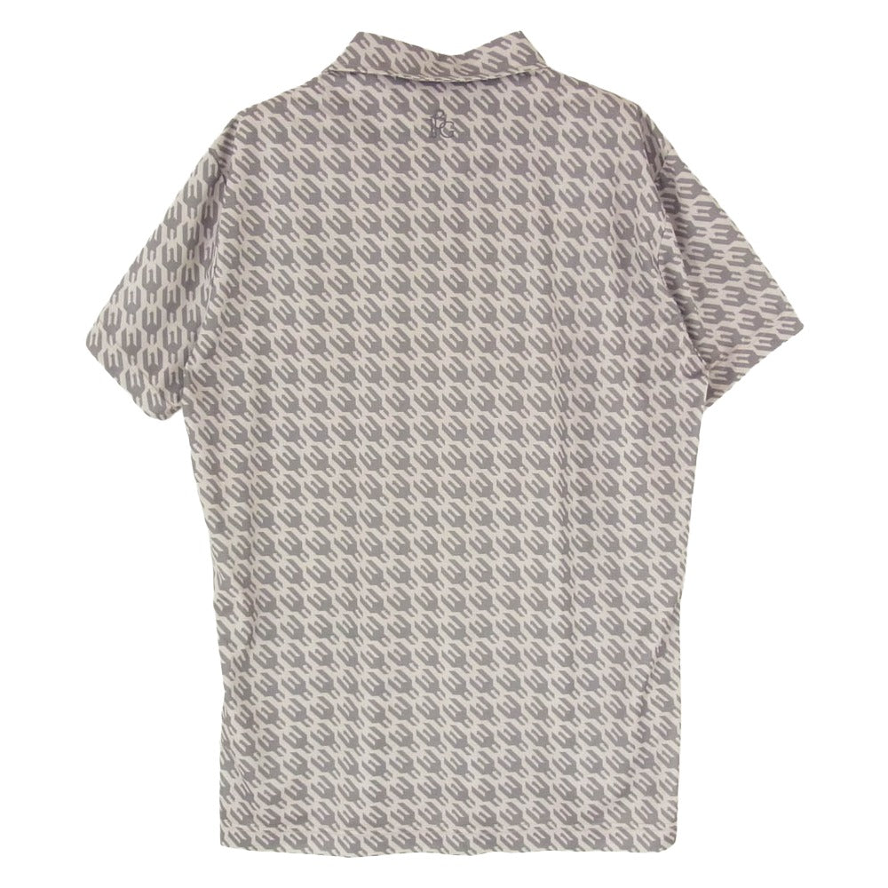 1piu1uguale3 ウノピュウノウグァーレトレ GCT001 GPE031 113 GOLF ゴルフ S/S POLO CHIDORI 千鳥柄 半袖 ポロシャツ グレー系 4【美品】【中古】