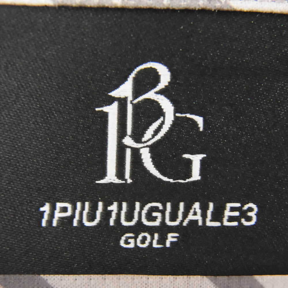 1piu1uguale3 ウノピュウノウグァーレトレ GCT001 GPE031 113 GOLF ゴルフ S/S POLO CHIDORI 千鳥柄 半袖 ポロシャツ グレー系 4【美品】【中古】