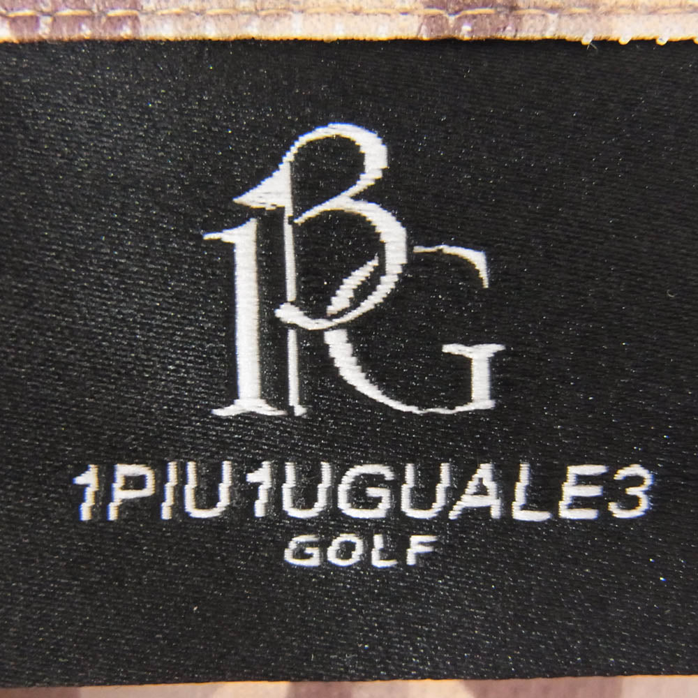 1piu1uguale3 ウノピュウノウグァーレトレ GCT002 GPE031 113 GOLF ゴルフ S/S POLO TSURU 鶴柄 半袖 ポロシャツ ブラウン系 3【美品】【中古】