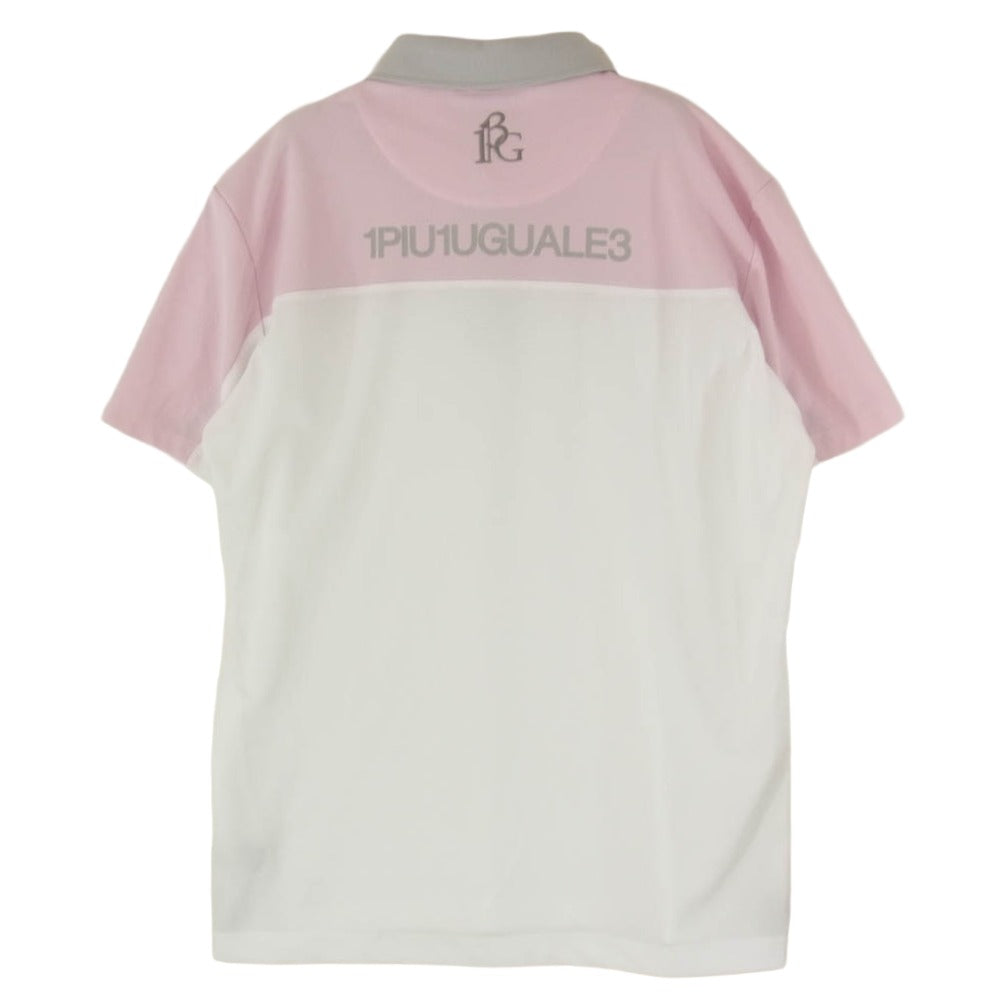 1piu1uguale3 ウノピュウノウグァーレトレ GRT117 POE339 113 GOLF ゴルフ 戸賀敬城別注 SIDE SWITCH S/S POLO サイドスイッチ バイカラー 半袖 ポロシャツ ピンク系 6【美品】【中古】