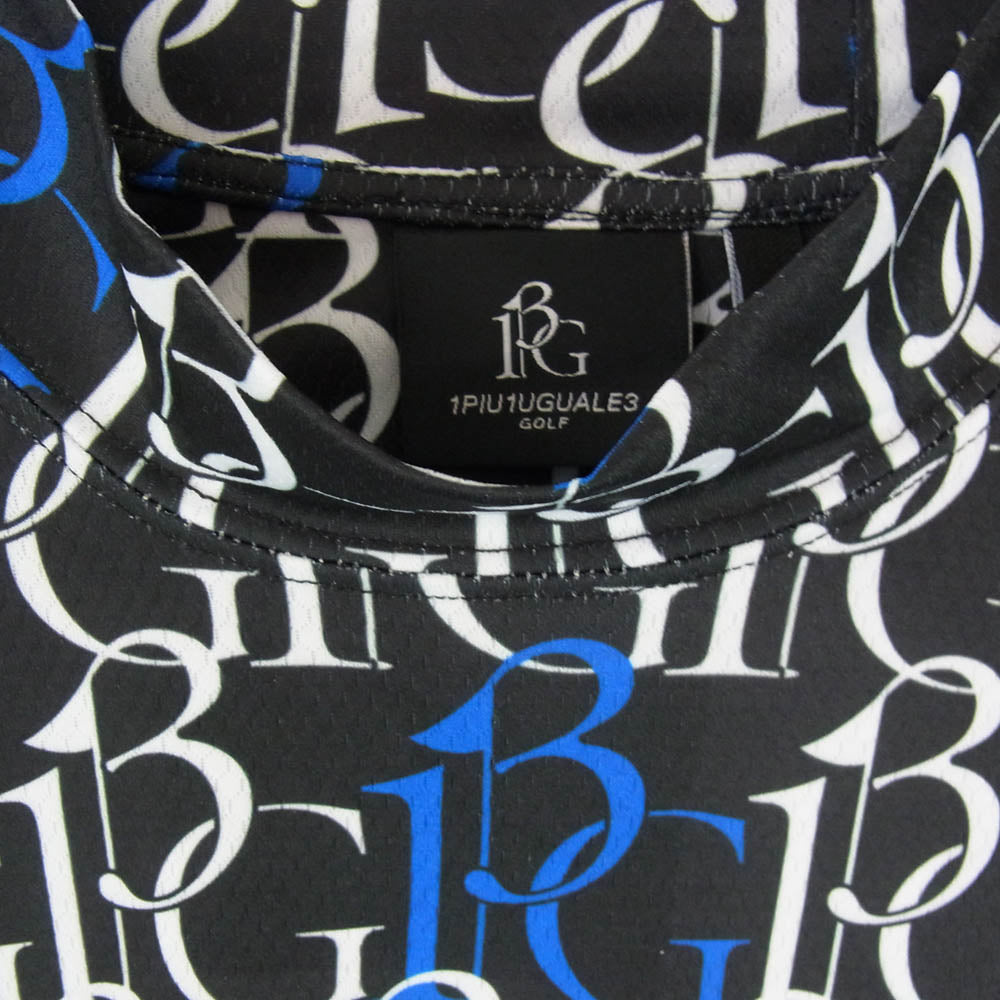 1piu1uguale3 ウノピュウノウグァーレトレ GRT208 POE477 113 GOLF ゴルフ S/S MOCK NECK LOGO モックネック 半袖 ロゴ クルーネック Tシャツ ブラック系 4【中古】