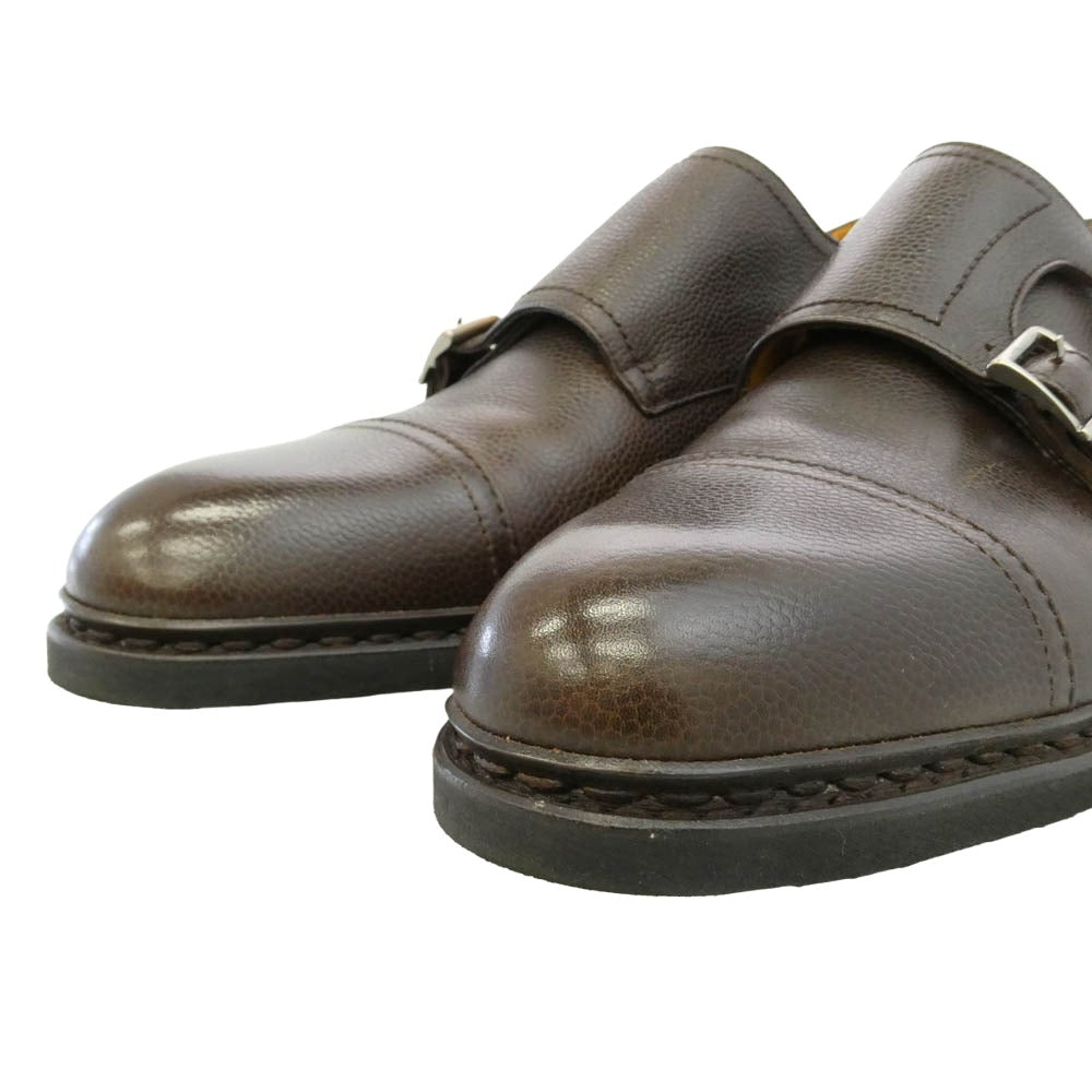 Paraboot パラブーツ 165933 POE GALAXY ポー レザー ダブル モンクストラップ ビジネス シューズ ブラウン系 9.5【新古品】【未使用】【中古】
