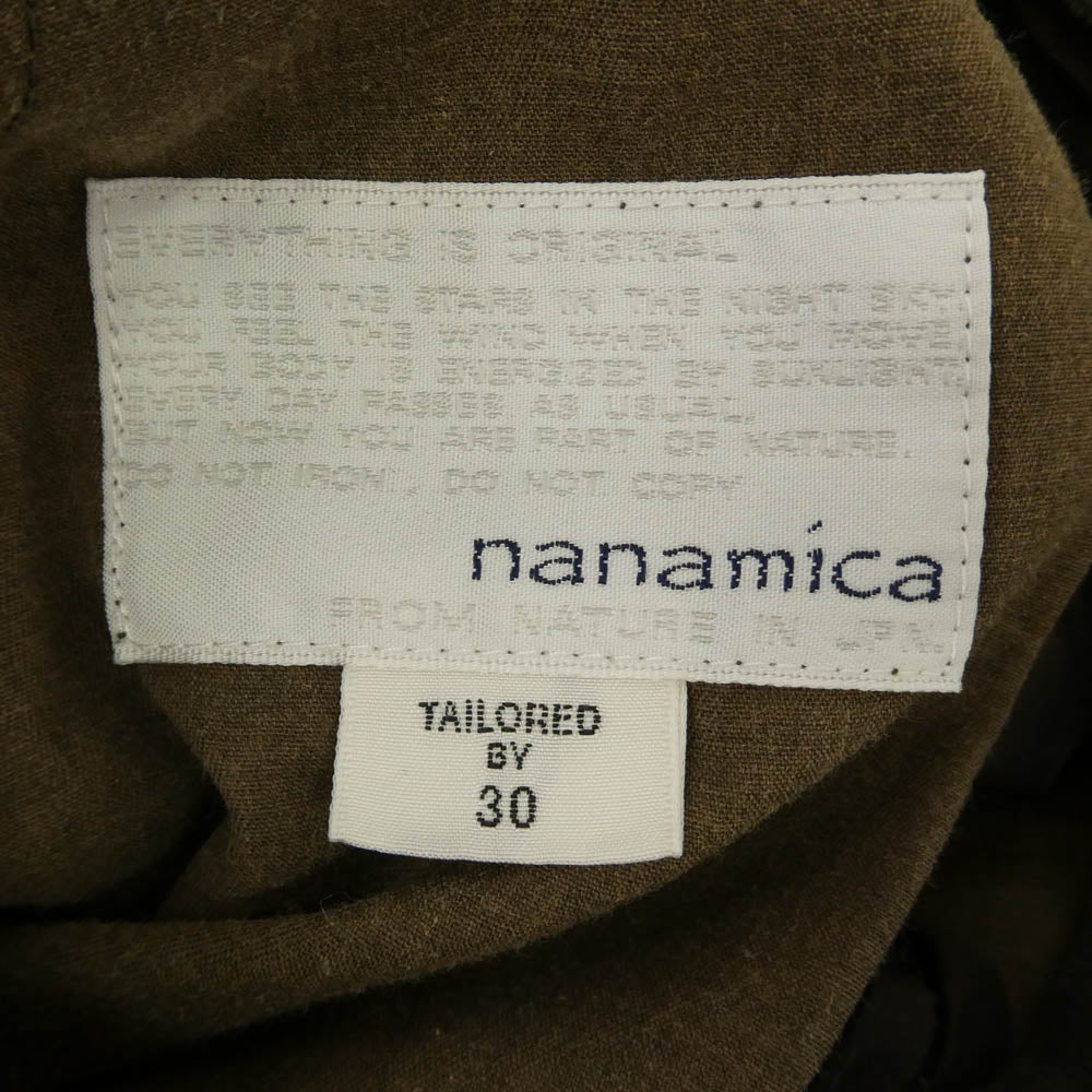 nanamica ナナミカ SUCS056 Wide Pants コットン ヘンプ ワンタック ワイド パンツ スラックス ブラウン系 30【中古】