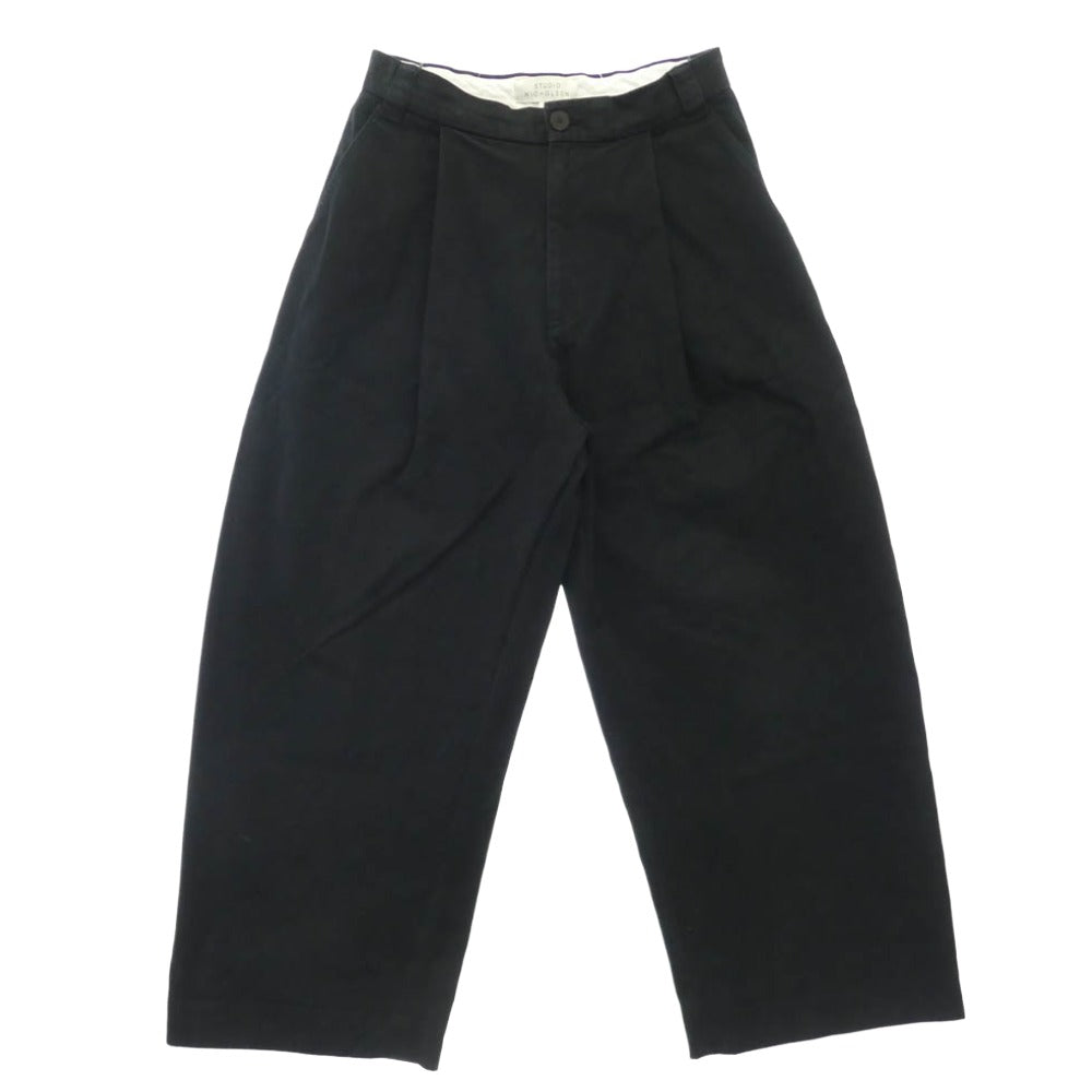 STUDIO NICHOLSON スタジオニコルソン ワンタック ワイド パンツ トラウザー ブラック系 S【中古】
