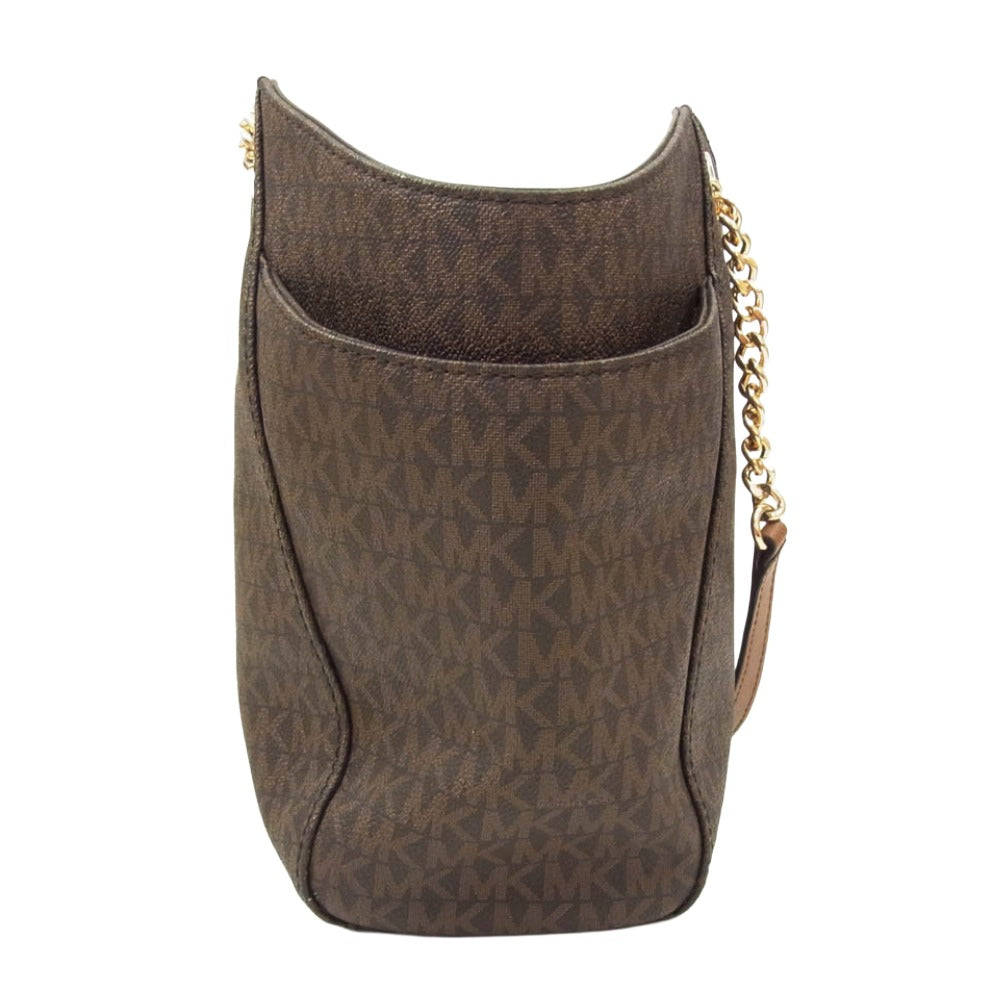 Michael Kors マイケルコース 35F8GTVE7B JET SET TRAVEL ジェットセットトラベル シグネチャー ロゴ チェーンショルダー レザー トート バッグ ブラウン系【中古】