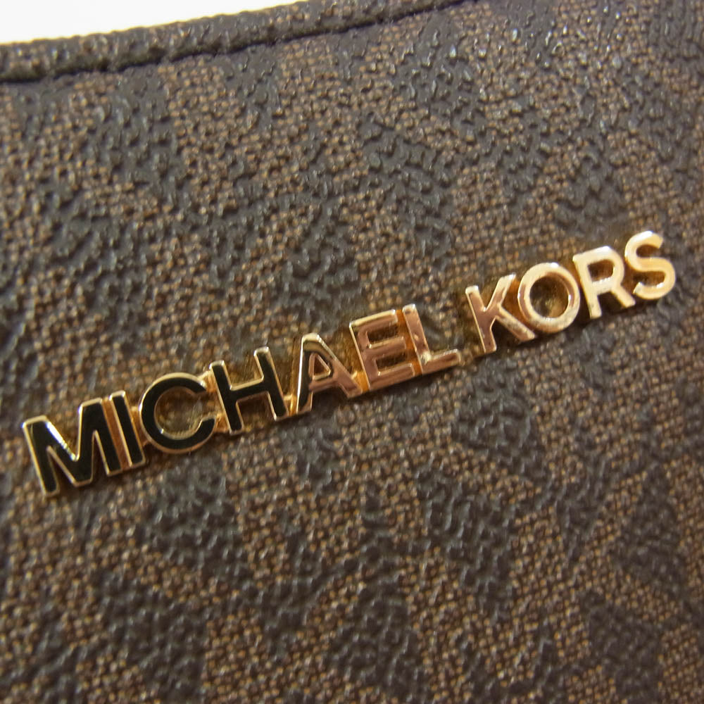 Michael Kors マイケルコース 35F8GTVE7B JET SET TRAVEL ジェットセットトラベル シグネチャー ロゴ チェーンショルダー レザー トート バッグ ブラウン系【中古】