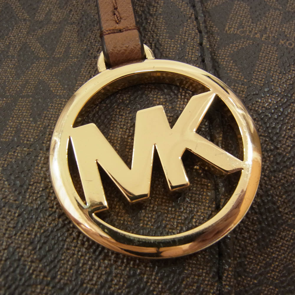 Michael Kors マイケルコース 35F8GTVE7B JET SET TRAVEL ジェットセットトラベル シグネチャー ロゴ チェーンショルダー レザー トート バッグ ブラウン系【中古】