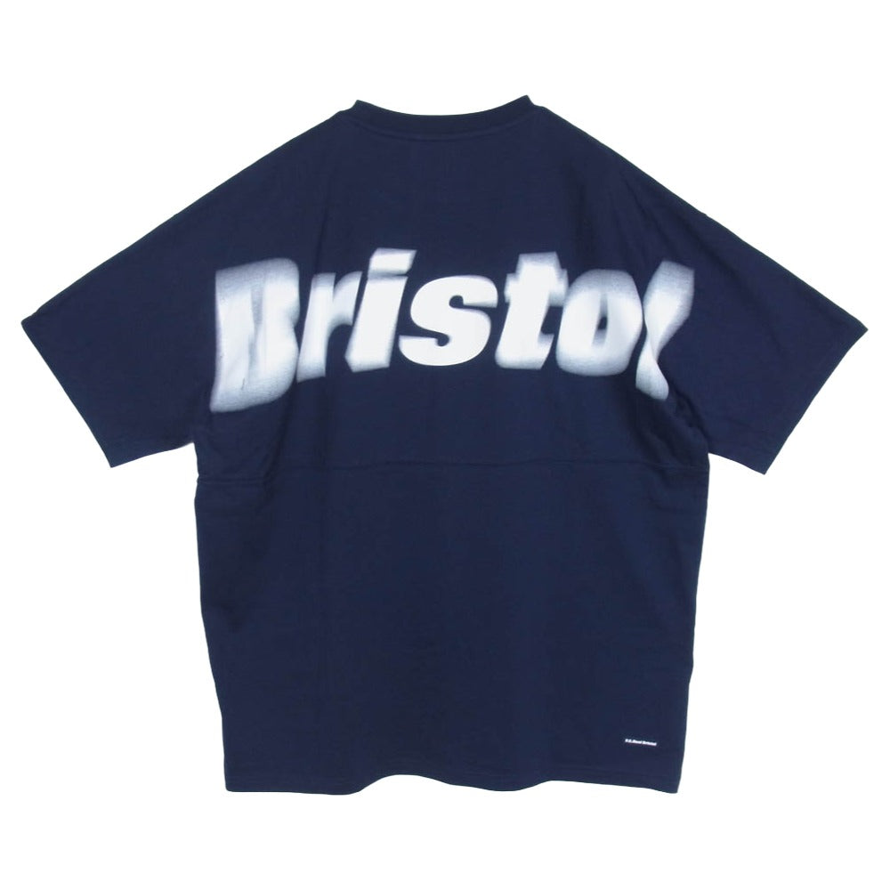 F.C.R.B. エフシーアールビー 23SS FCRB-230076 BIG LOGO WIDE TEE バック Bristol ロゴ クールマックス 半袖 Tシャツ ネイビー系 M【美品】【中古】