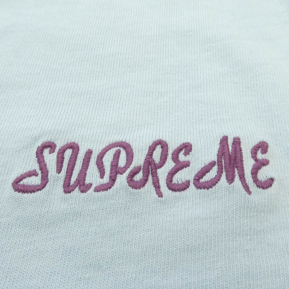 Supreme シュプリーム 23SS Washed Script S/S Top ウォッシュ スクリプト 半袖 刺繍ロゴ Tシャツ ライトブルー系 L【中古】