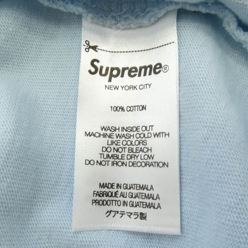 Supreme シュプリーム 23SS Washed Script S/S Top ウォッシュ スクリプト 半袖 刺繍ロゴ Tシャツ ライトブルー系 L【中古】