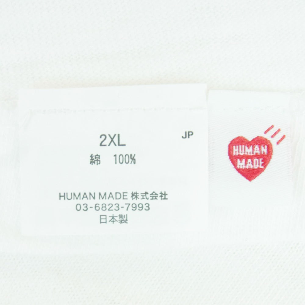 HUMAN MADE ヒューマンメイド 25SS GRAPHIC TIGER TEE ハートロゴワッペン バック グラフィック タイガー プリント コットンスラブ生地 半袖 Tシャツ ホワイト系 2XL【中古】