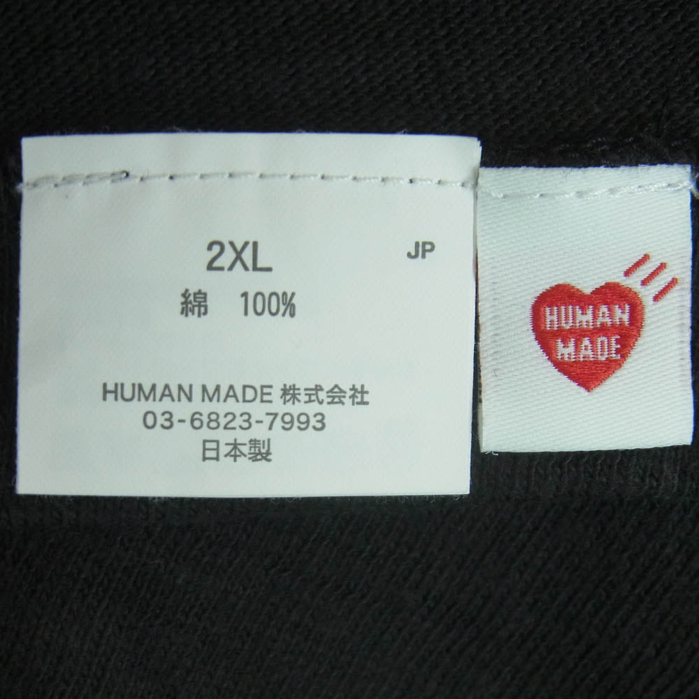 HUMAN MADE ヒューマンメイド 25SS GRAPHIC TIGER TEE ハートロゴワッペン バック グラフィック タイガー プリント コットンスラブ生地 半袖 Tシャツ ブラック系 2XL【中古】