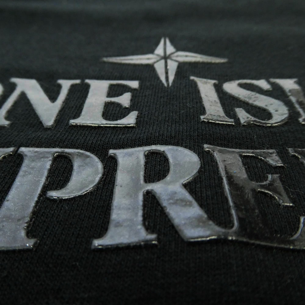 Supreme シュプリーム STONE ISLAND ストーンアイランド 22SS 7625201S8 Stone Island S/S Top ストーンアイランド S/S トップ ラバーロゴ プリント 半袖 Tシャツ ブラック系 M【中古】