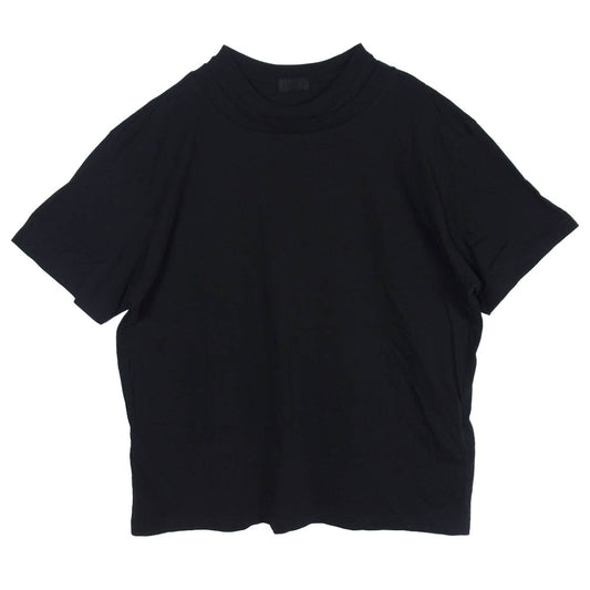 MONCLER モンクレール 25SS K10918C00003 SS T-SHIRT ダブルネック ラバーロゴ ブラックワッペン コットンジャージ 半袖 Tシャツ ブラック系 L【中古】