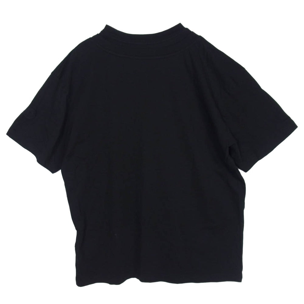 MONCLER モンクレール 25SS K10918C00003 SS T-SHIRT ダブルネック ラバーロゴ ブラックワッペン コットンジャージ 半袖 Tシャツ ブラック系 L【中古】