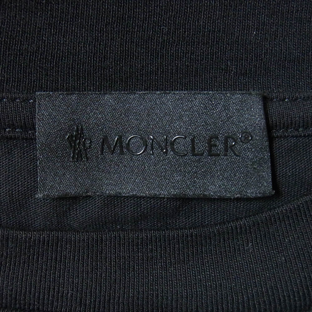 MONCLER モンクレール 25SS K10918C00003 SS T-SHIRT ダブルネック ラバーロゴ ブラックワッペン コットンジャージ 半袖 Tシャツ ブラック系 L【中古】