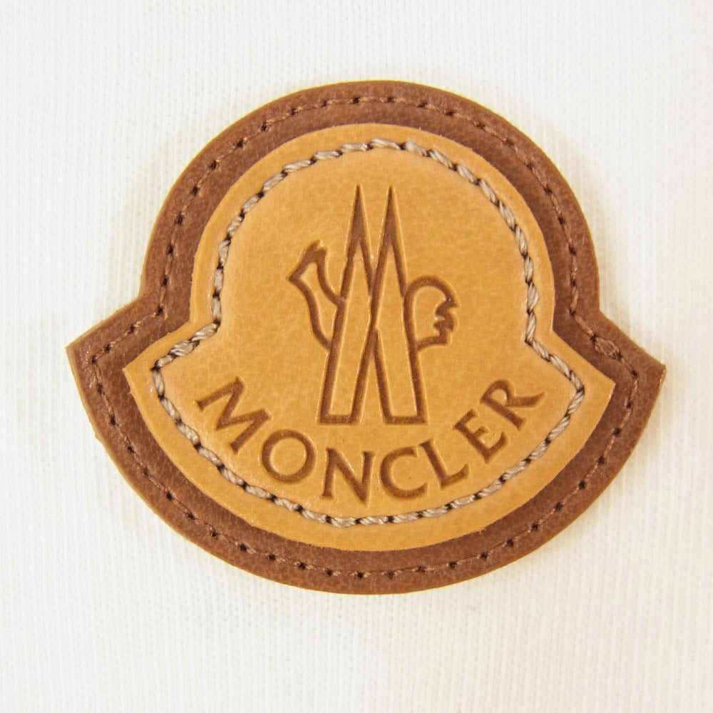 MONCLER モンクレール 23SS I20918C00051 8390T フロントロゴ レザー ワッペン クルーネック 半袖 Tシャツ ホワイト系 L【中古】