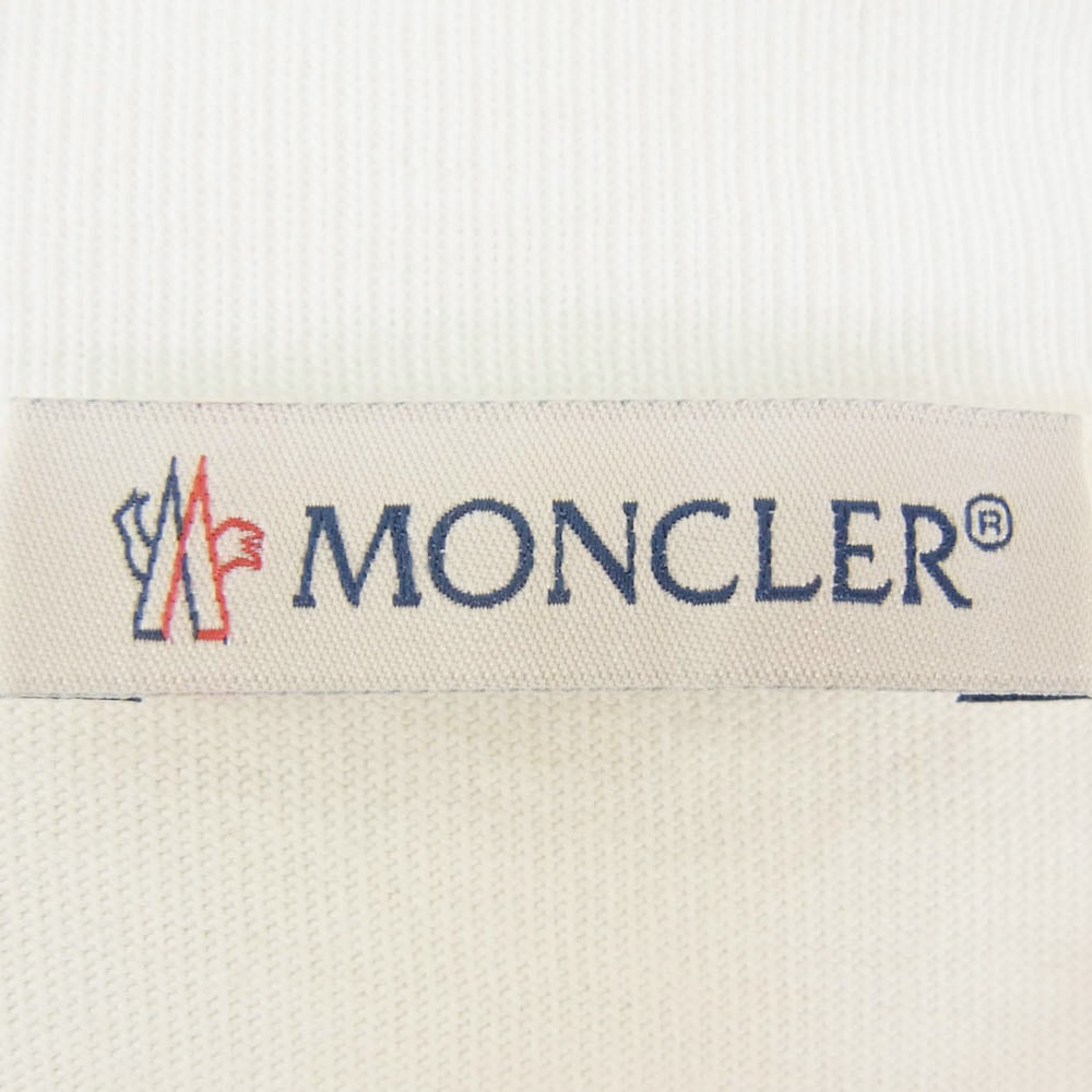 MONCLER モンクレール 23SS I20918C00051 8390T フロントロゴ レザー ワッペン クルーネック 半袖 Tシャツ ホワイト系 L【中古】