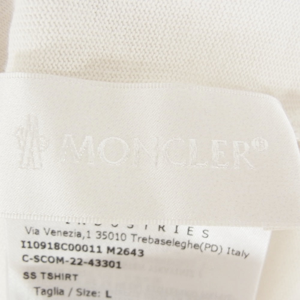 MONCLER モンクレール 23SS I10918C00011 M2643 SS TSHIRT ロゴワッペン グリッター ラメ ロゴ フットボール 半袖 Tシャツ オフホワイト系 L【中古】