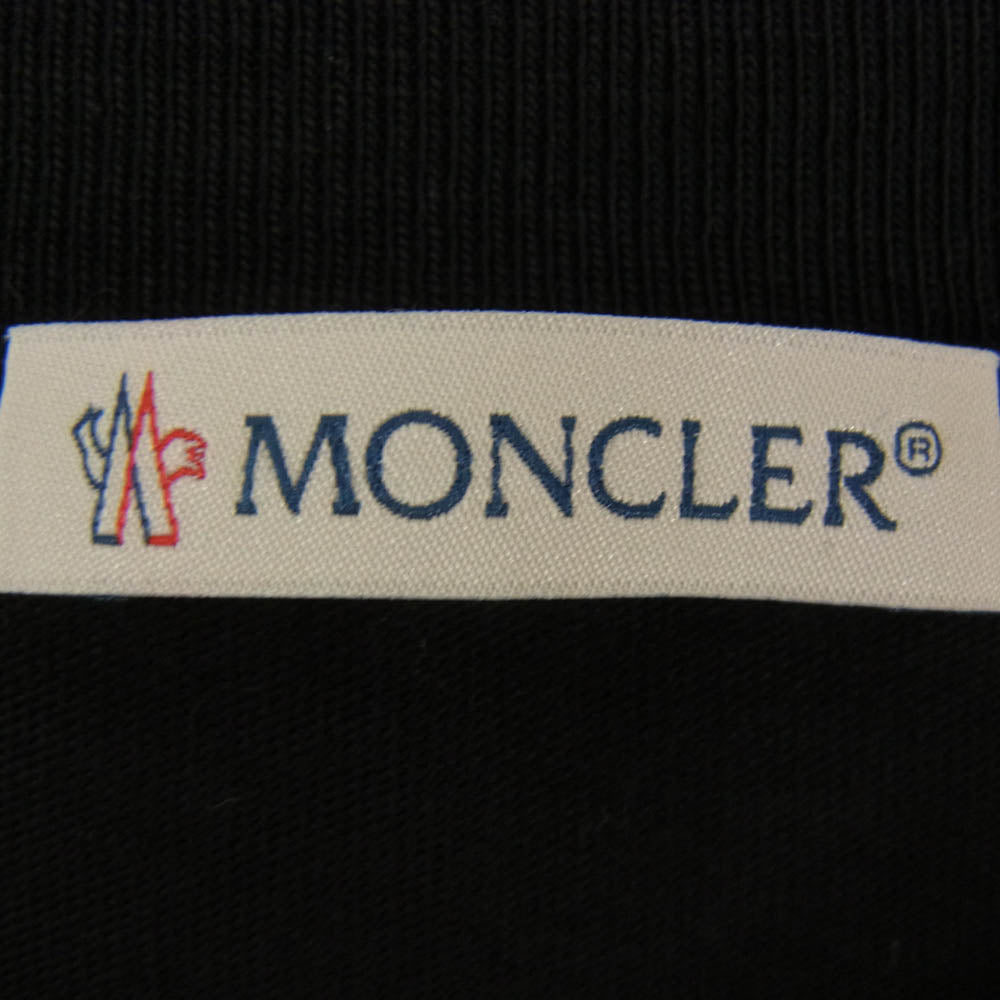 MONCLER モンクレール 23SS I20918C00051 8390T フロントロゴ レザー ワッペン クルーネック 半袖 Tシャツ ブラック系 L【美品】【中古】