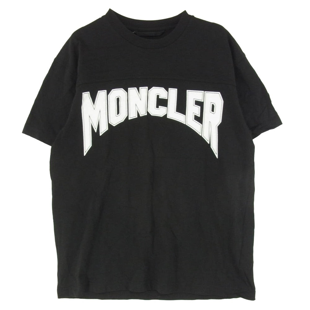 MONCLER モンクレール 23SS I10918C00011 M2643 SS TSHIRT ロゴワッペン グリッター ラメ ロゴ フットボール 半袖 Tシャツ ブラック系 L【美品】【中古】