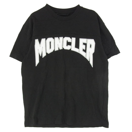 MONCLER モンクレール 23SS I10918C00011 M2643 SS TSHIRT ロゴワッペン グリッター ラメ ロゴ フットボール 半袖 Tシャツ ブラック系 L【美品】【中古】