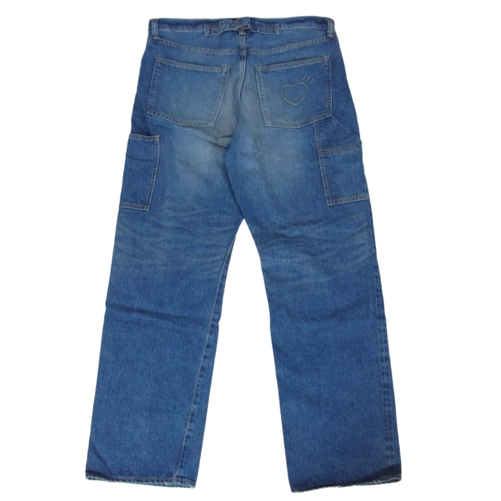 HUMAN MADE ヒューマンメイド HM31PT002 STRAIGHT DENIM PANTS FUTURE バックポケット ハートステッチ デニムパンツ インディゴブルー系 34【中古】