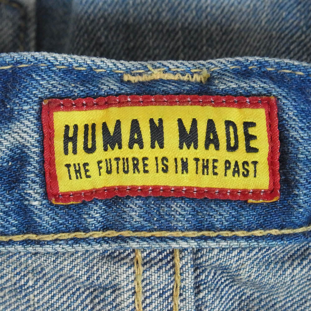 HUMAN MADE ヒューマンメイド HM31PT002 STRAIGHT DENIM PANTS FUTURE バックポケット ハートステッチ デニムパンツ インディゴブルー系 34【中古】