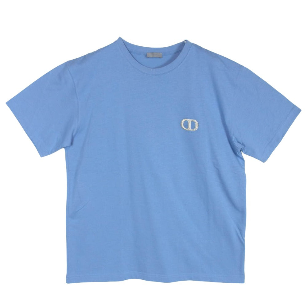 Dior ディオール 943J605A0554 CD Icon 刺繍 コットンジャージー リラックス フィット Tシャツ ライトブルー系 L【中古】