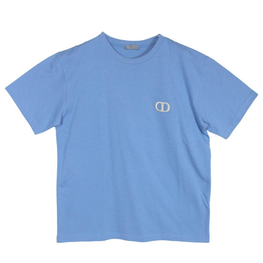Dior ディオール 943J605A0554 CD Icon 刺繍 コットンジャージー リラックス フィット Tシャツ ライトブルー系 L【中古】
