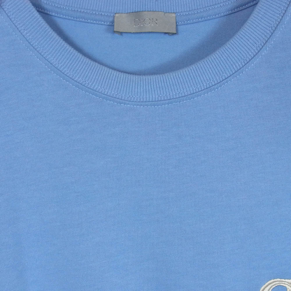 Dior ディオール 943J605A0554 CD Icon 刺繍 コットンジャージー リラックス フィット Tシャツ ライトブルー系 L【中古】
