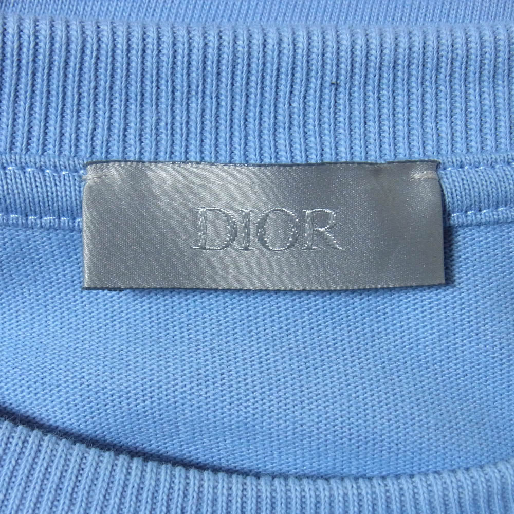 Dior ディオール 943J605A0554 CD Icon 刺繍 コットンジャージー リラックス フィット Tシャツ ライトブルー系 L【中古】