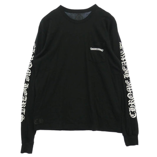 CHROME HEARTS クロムハーツ（原本無） CH L/S T-SHIRT バック スクロールロゴ アームCHロゴ プリント 長袖 Tシャツ ロンT ブラック ブラック系 XL【中古】