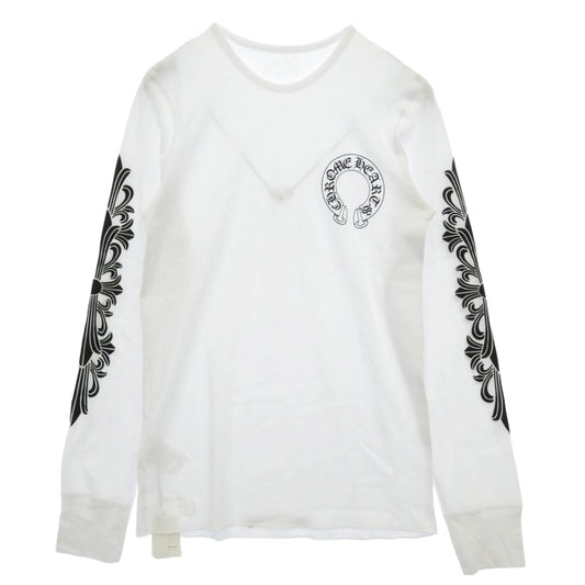 CHROME HEARTS クロムハーツ（原本無） TSHIRT-LS-THERMAL LS 袖フローラルプリント サーマル 長袖 カットソー ホワイト ホワイト系 XL【新古品】【未使用】【中古】