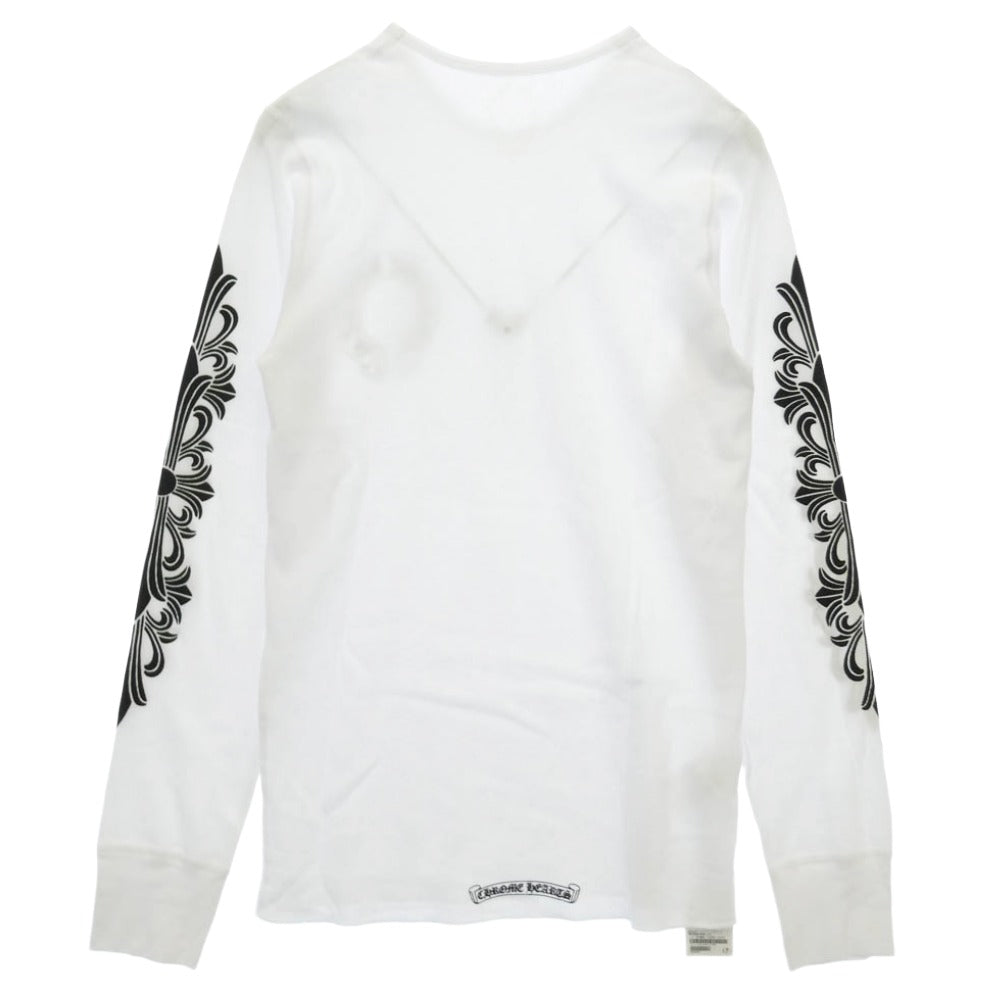 CHROME HEARTS クロムハーツ（原本無） TSHIRT-LS-THERMAL LS 袖フローラルプリント サーマル 長袖 カットソー ホワイト ホワイト系 XL【新古品】【未使用】【中古】