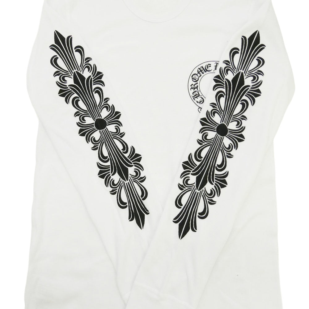 CHROME HEARTS クロムハーツ（原本無） TSHIRT-LS-THERMAL LS 袖フローラルプリント サーマル 長袖 カットソー ホワイト ホワイト系 XL【新古品】【未使用】【中古】
