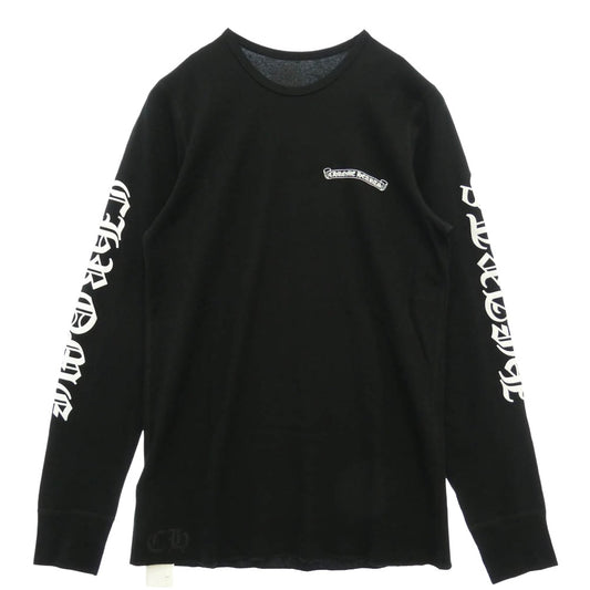 CHROME HEARTS クロムハーツ（原本無） TSHIRT-LS-THERMAL LS 袖ロゴプリント サーマル 長袖 カットソー ブラック ブラック系 XL【新古品】【未使用】【中古】