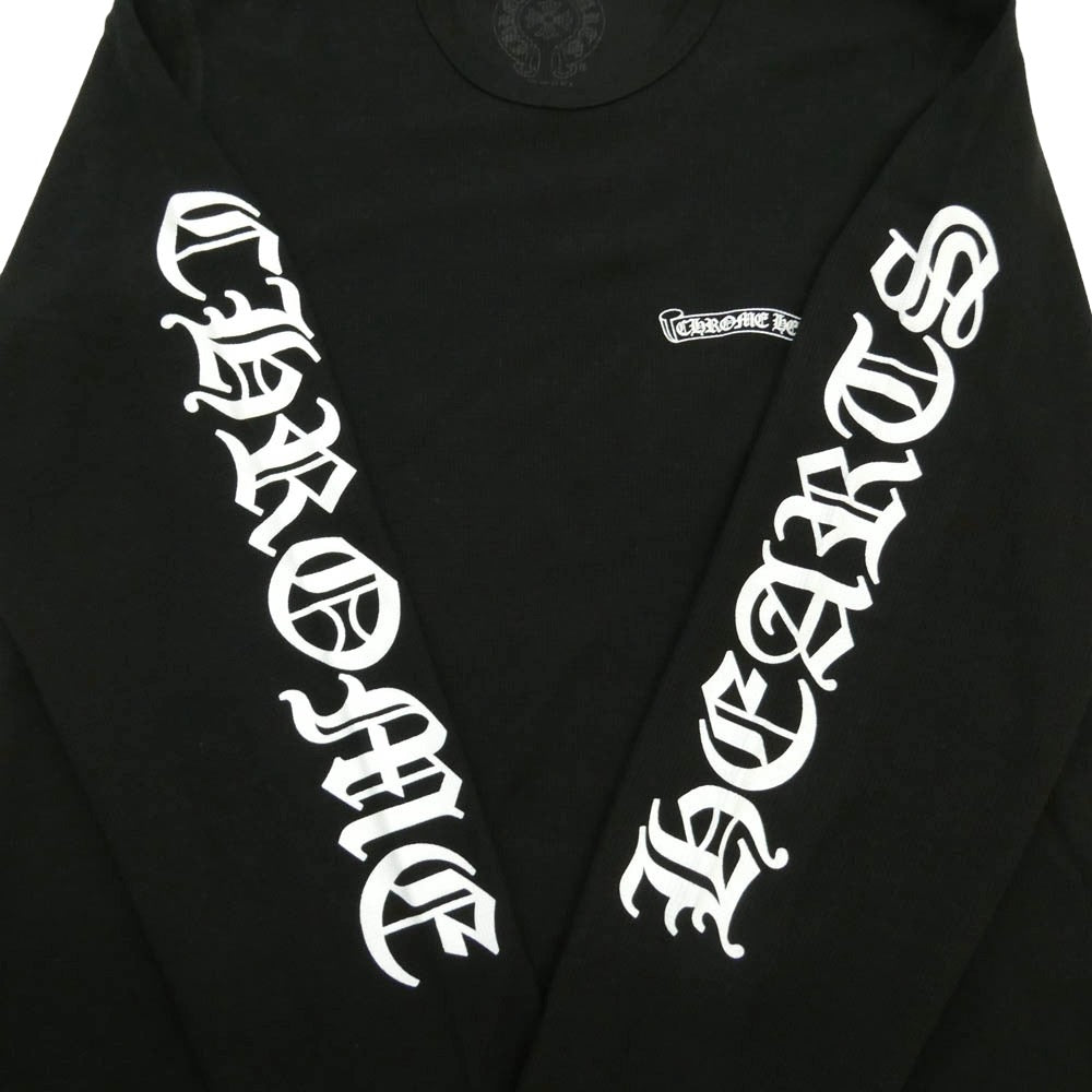 CHROME HEARTS クロムハーツ（原本無） TSHIRT-LS-THERMAL LS 袖ロゴプリント サーマル 長袖 カットソー ブラック ブラック系 XL【新古品】【未使用】【中古】