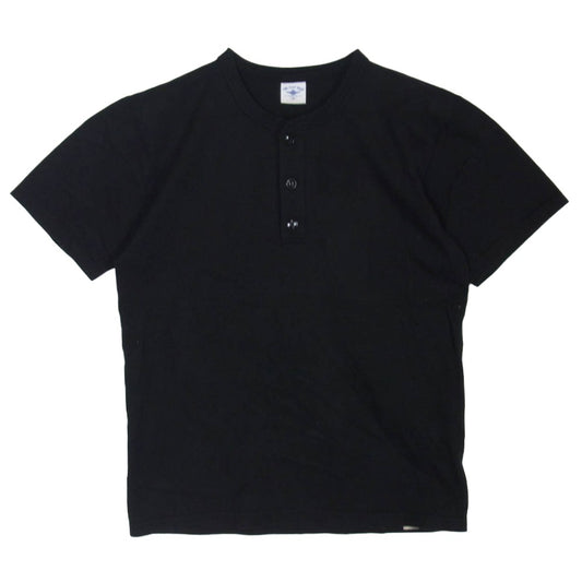 THE FLAT HEAD ザフラットヘッド HENLEY NECK SHORT SLEEVE T-SHIRT 3ボタン ヘンリーネック 半袖 Tシャツ ブラック系 38【中古】