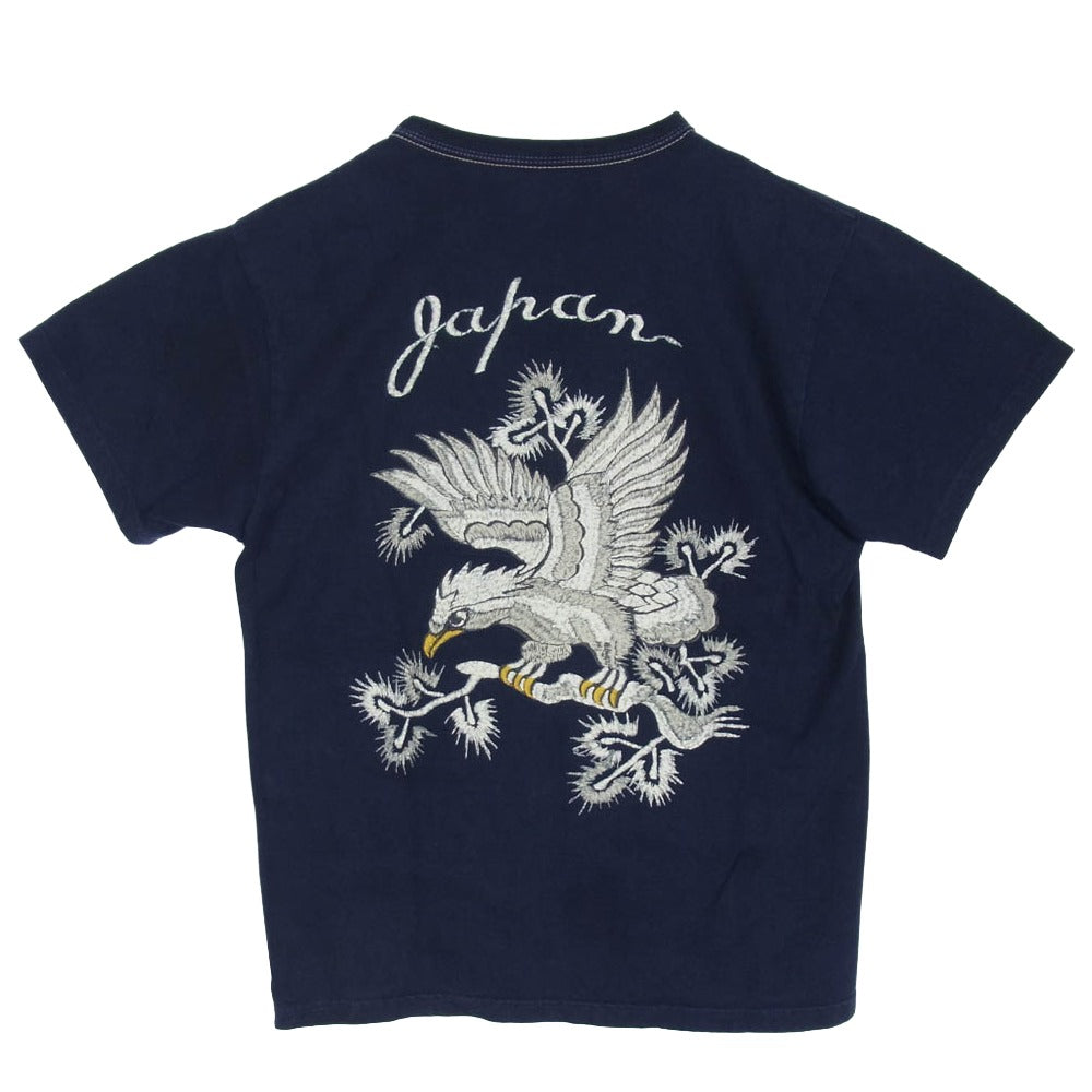 THE FLAT HEAD ザフラットヘッド EAGLE 鷲 刺繍 スペシャル スカ 半袖 Tシャツ ダークネイビー系 38【中古】