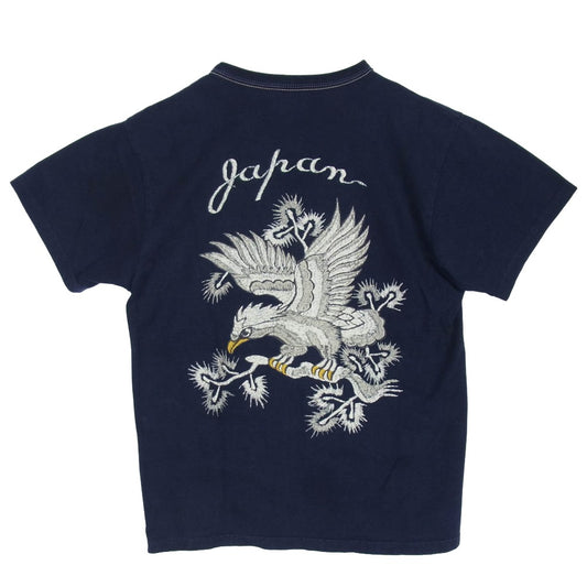 THE FLAT HEAD ザフラットヘッド EAGLE 鷲 刺繍 スペシャル スカ 半袖 Tシャツ ダークネイビー系 38【中古】