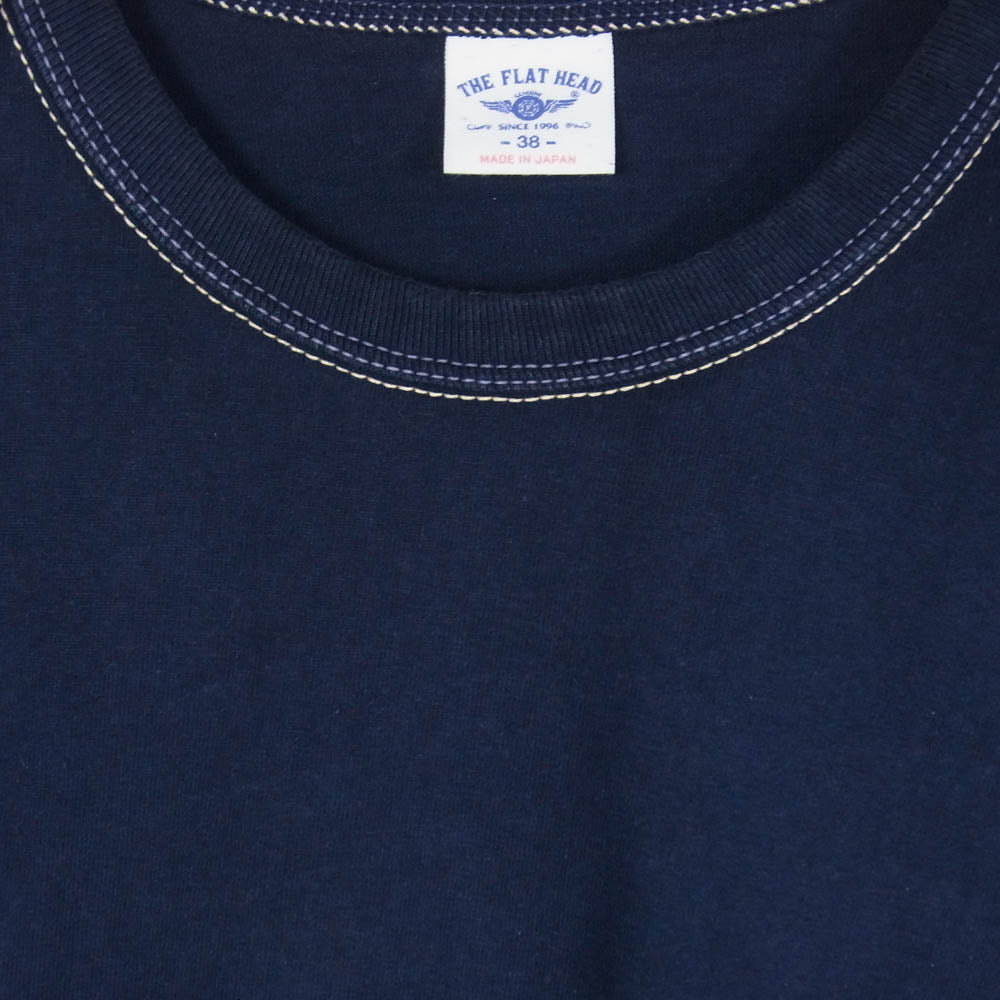 THE FLAT HEAD ザフラットヘッド EAGLE 鷲 刺繍 スペシャル スカ 半袖 Tシャツ ダークネイビー系 38【中古】