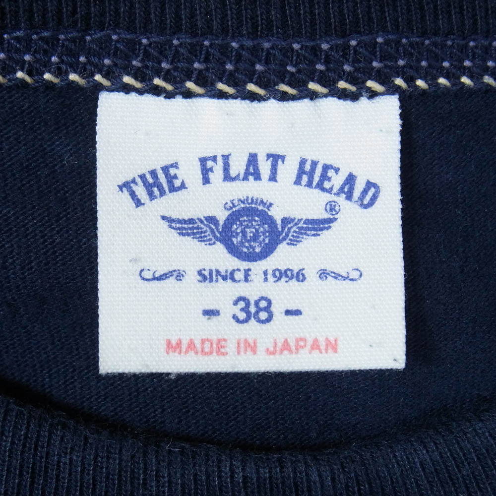 THE FLAT HEAD ザフラットヘッド EAGLE 鷲 刺繍 スペシャル スカ 半袖 Tシャツ ダークネイビー系 38【中古】