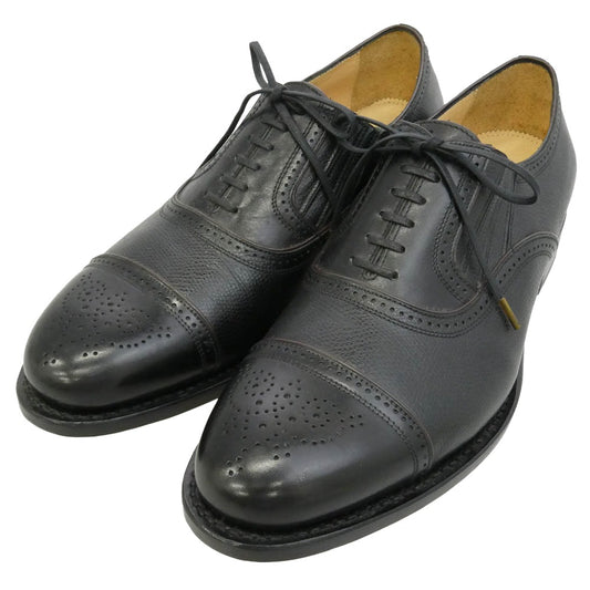 JALAN SRIWIJAYA ジャランスリウァヤ 98746 Fortuna Shoes フォルトゥナ ストレートチップ セミブローグ メダリオン サイドエラスティック レザー シューズ ブラック系 UK9【極上美品】【中古】